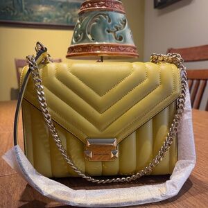 Michael Kors Yellow Quilted Shoulder Bag with Chain Strap with small wristlet⛄️